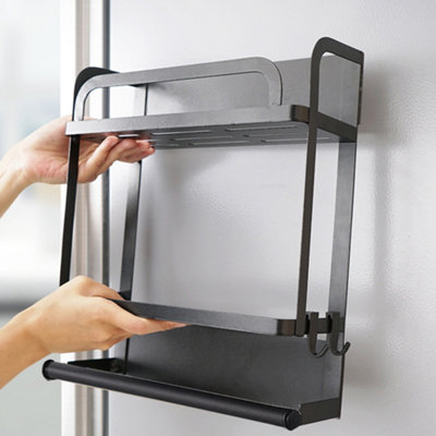 2 Tier Magnetic Spice Rack Fridge Shelf Space Saving Kitchen Storage ...