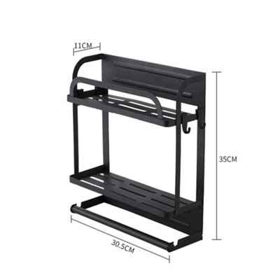 2 Tier Magnetic Spice Rack Fridge Shelf Space Saving Kitchen Storage ...