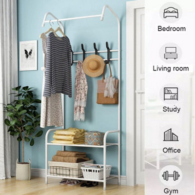 Metal coat rack with shoe deals storage