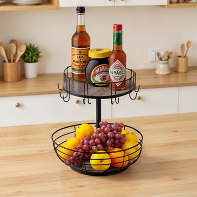 2-Tier Multifunction Rotation Countertop Organizer Storage Rack