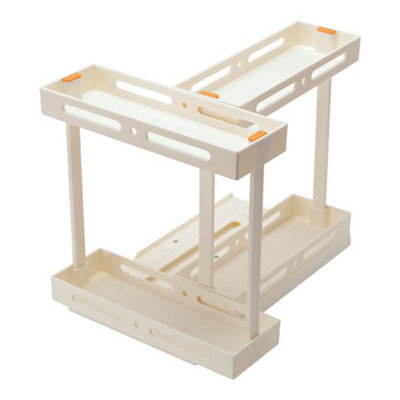 2 Tier Multifunctional Rotating Spice Rack Pull-out Storage Shelf