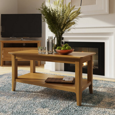 2 Tier Natural Oak Large Coffee Table