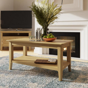 2 Tier Natural Oak Large Coffee Table