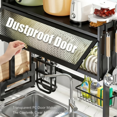 2 Tier Over Sink Dish Drying Rack Adjustable Space Saving Dish Drainer ...