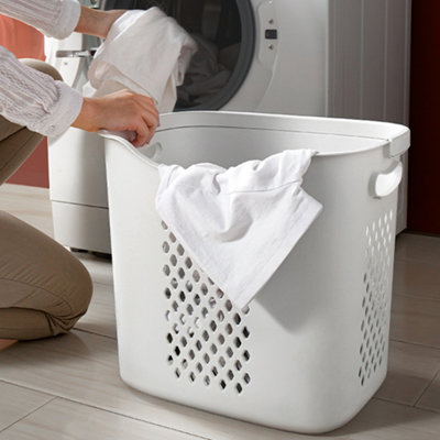 2 Tier Plastic Laundry Basket Hamper Bathroom Laundry Sorter Storage Bin Cart Clothes Organizer