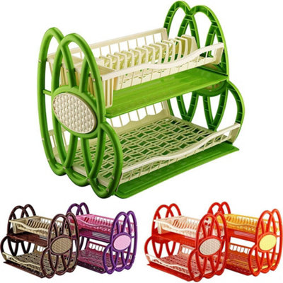 2 Tier Plate Dish Cutlery Cup Drainer Rack Drip Tray Plates Holder ...
