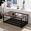 2 Tier Retro Rectangle Wooden Coffee Table TV Stand