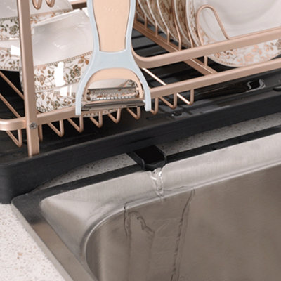 2 Tier Rose Gold Kitchen Dish Drying Rack Dish Drainer Rack with ...