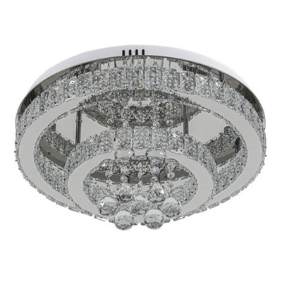 2-Tier Round Crystal Celling Light Cool White Light 48W 50cm Dia