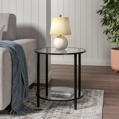 2 Tier Round Tempered Glass Coffee Table Bedside Table Side Table End Table