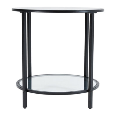 2 Tier Round Tempered Glass Coffee Table Bedside Table Side Table End Table