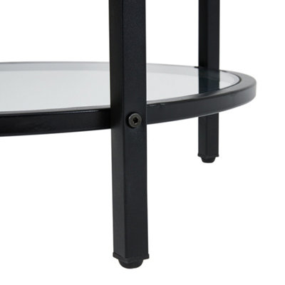 2 Tier Round Tempered Glass Coffee Table Bedside Table Side Table End Table