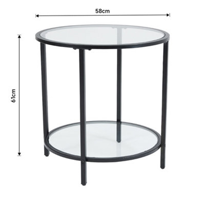 2 Tier Round Tempered Glass Coffee Table Bedside Table Side Table End Table