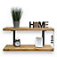 2 Tier Rustic Shelf Wall-Mounted Shelves with Double Black L Brackets - Ideal for Kitchen, Home Deco(120cm, Tudor Oak)