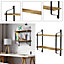 2 Tier Self Adhesive Wood Floating Wall Shelves  for Bedroom Living Room Kitchen