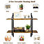 2 Tier Self Adhesive Wood Floating Wall Shelves  for Bedroom Living Room Kitchen