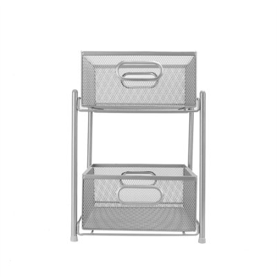 2 Tier Silver Sliding Steel Shelves - M&W