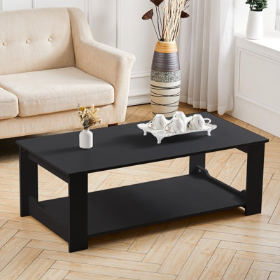 2 Tier Simple Wooden Coffee Table Desk 100x48x42cm