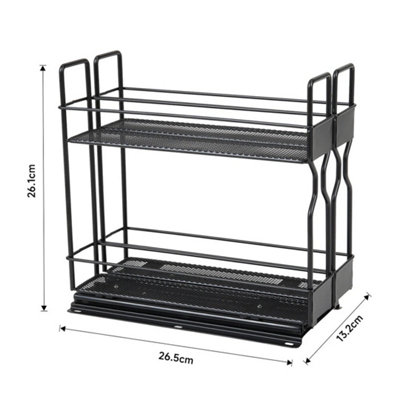 2 Tier Slide Out Seasoning Pull Out Spice Rack Organizer Kitchen Space ...