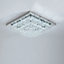 2 Tier Square Modern Crystal LED Flush Mount Ceiling Light Fixture Chandelier in White Light 60cm