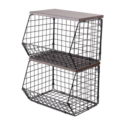 2-Tier Stackable and Folding Kitchen Storage Rack, 30cm W x 18cm D x 44cm H