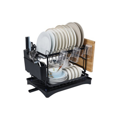 2-Tier Stainless Steel Dish Drying Rack with Drip Tray - Large Capacity ...