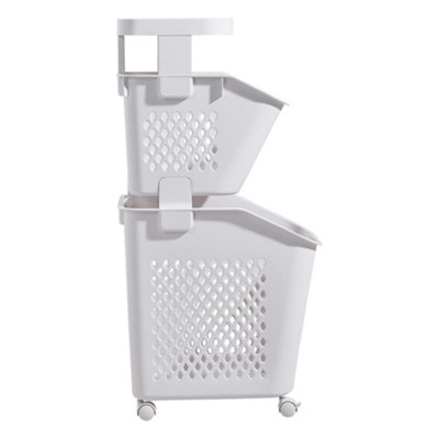 2 Tier Storage Rack Laundry Baskets with Casters