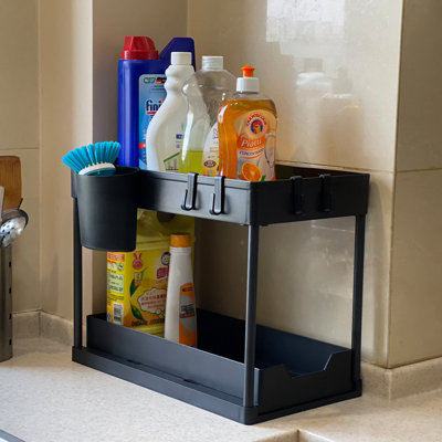 2-Tier Under Sink & Cabinet Organiser with Pull Out Drawer - Kitchen & Bathroom Storage