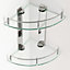 2 Tier Wall Mounted Tempered Glass Bathroom Corner Shelf Storage Organizer D 25 cm
