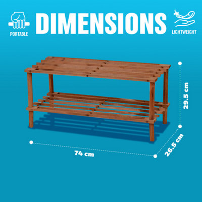 2 Tier Walnut Wooden Shoe Rack Footwear Storage Stackable Organiser ...