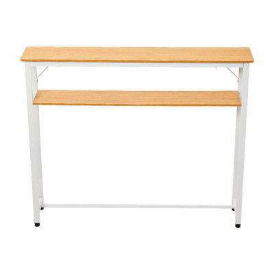 2-Tier White and Oak Narrow Console Table, 100.2cm (H)