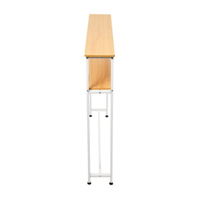 2-Tier White and Oak Narrow Console Table, 100.2cm (H)