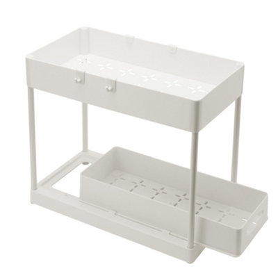 2 Tier White Sliding Under Sink Storage Rack