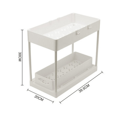 2 Tier White Sliding Under Sink Storage Rack