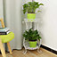 2 Tier White Tall Vintage Metal Plant Stand Plant Pot Holder for Indoor Outdoor Corner Display 64 cm