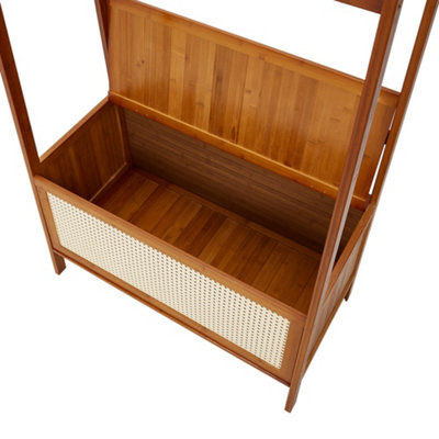 2-Tier Wooden Clothes Rack with Hooks and Drawer Brown - 6