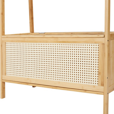 2-Tier Wooden Clothes Rack with Hooks and Drawer Natural - 7