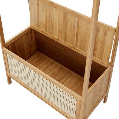 2-Tier Wooden Clothes Rack with Hooks and Drawer Natural - 8