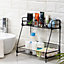 2 Tiers Black Kitchen Spice Rack Bathroom Shower Organizer Storage Shelf W 315 mm