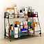 2 Tiers Black Kitchen Spice Rack Bathroom Shower Organizer Storage Shelf W 415 mm