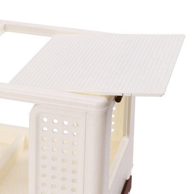 2 Tiers Foldable Kitchen Bathroom Storage Shelf Slim Trolley Cart - 5