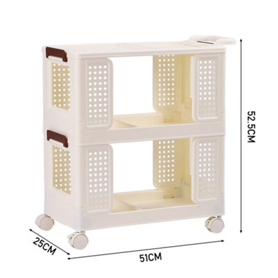 2 Tiers Foldable Kitchen Bathroom Storage Shelf Slim Trolley Cart - 6