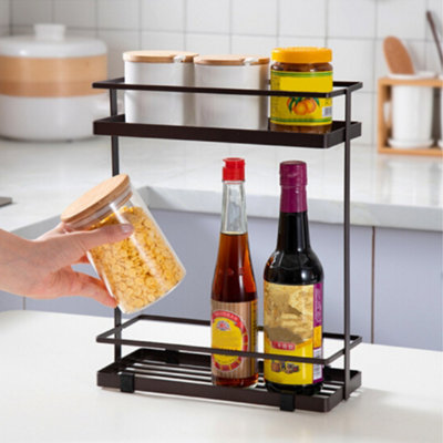 2 Tiers Kitchen Spice Cabinet Rack Organizer Counter Top Stand Rack 28 ...
