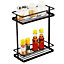 2 Tiers Kitchen Spice Cabinet Rack Organizer Counter Top Stand Rack 28 cm W x 12 cm D x 33 cm H