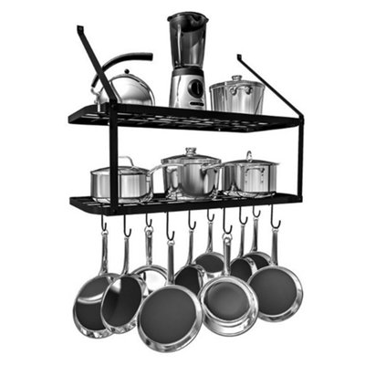 Pot Rack Wall Mounted Set of 2 factory w/ Hooks