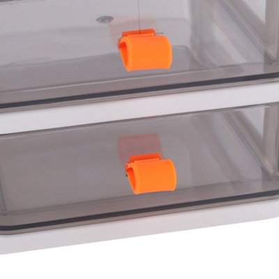 2 Tiers White Plastic Desktop Stationery Cosmetic Storage Box Drawer Organizer with Handle - 8