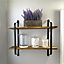 2 Tiers Wooden Floating Wall Shelf Rack Metal Frame Storage Display Shelving  Shelf
