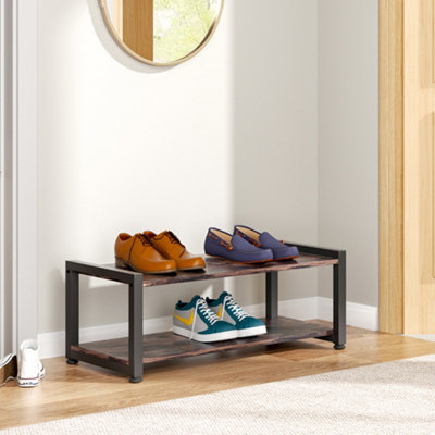 2 Tiers Wooden Shoe Rack Storage Shelf 80 cm W x 35 cm D x 30 cm H
