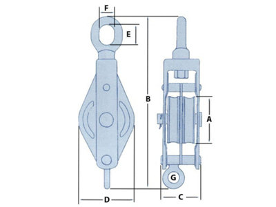 2 Ton 110MM Galvanised Double Sheave Block With Eye (16MM Wire Rope ...