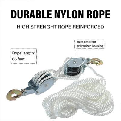 2 Ton Hoist Pulley Block and Tackle Hook Lifting Pulley Block Tool w ...